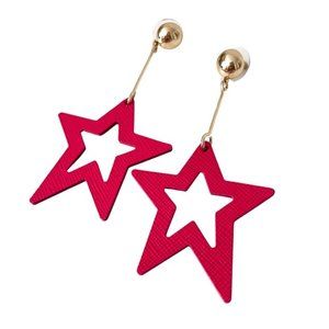Fuchsia and Gold Star Drop Earrings
